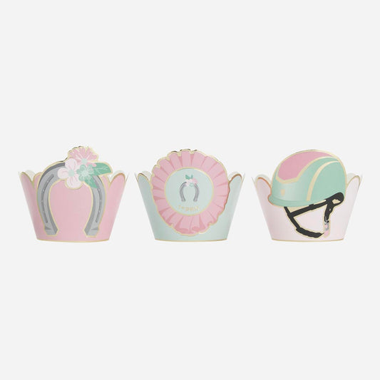 Anniversaire cheval pour fille : habillages à cupcakes cheval