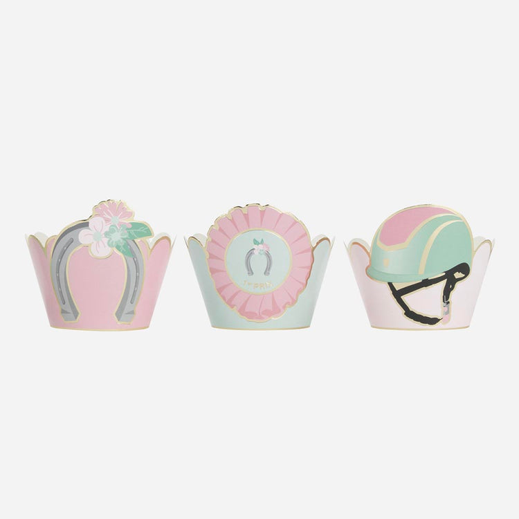 Anniversaire cheval pour fille : habillages à cupcakes cheval