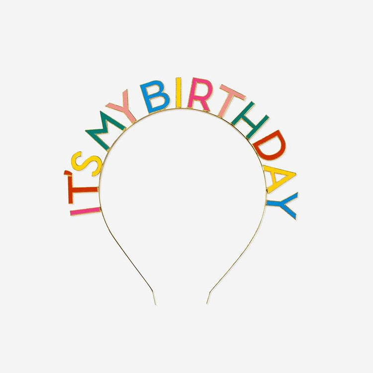 Accessoire anniversaire : 1 serre-tête Happy Birthday multicolore