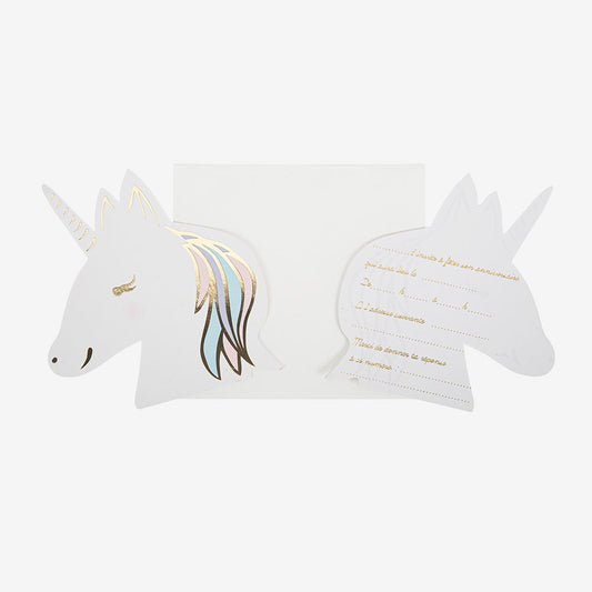 8 cartes d'invitation pour anniversaire licorne avec texte en français