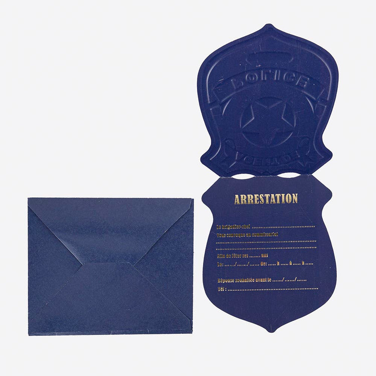 Invitation anniversaire enfant : invitations badge de policier pour anniversaire police