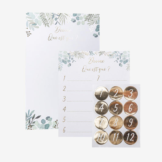 Jeu pour baby shower et gender reveal : planche et stickers