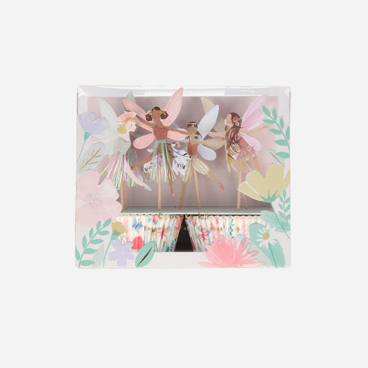 Déco anniversaire fée : kit cupcake fée pour petits gateaux d'anniversaire