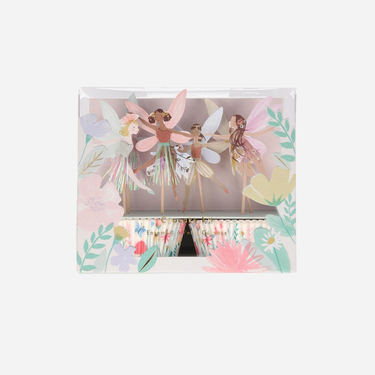 Déco anniversaire fée : kit cupcake fée pour petits gateaux d'anniversaire