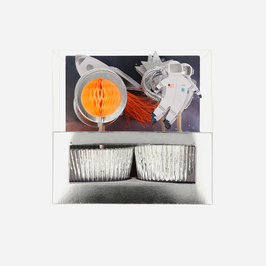 Déco gateau d'anniversaire astro : kit cupcakes et toppers astro