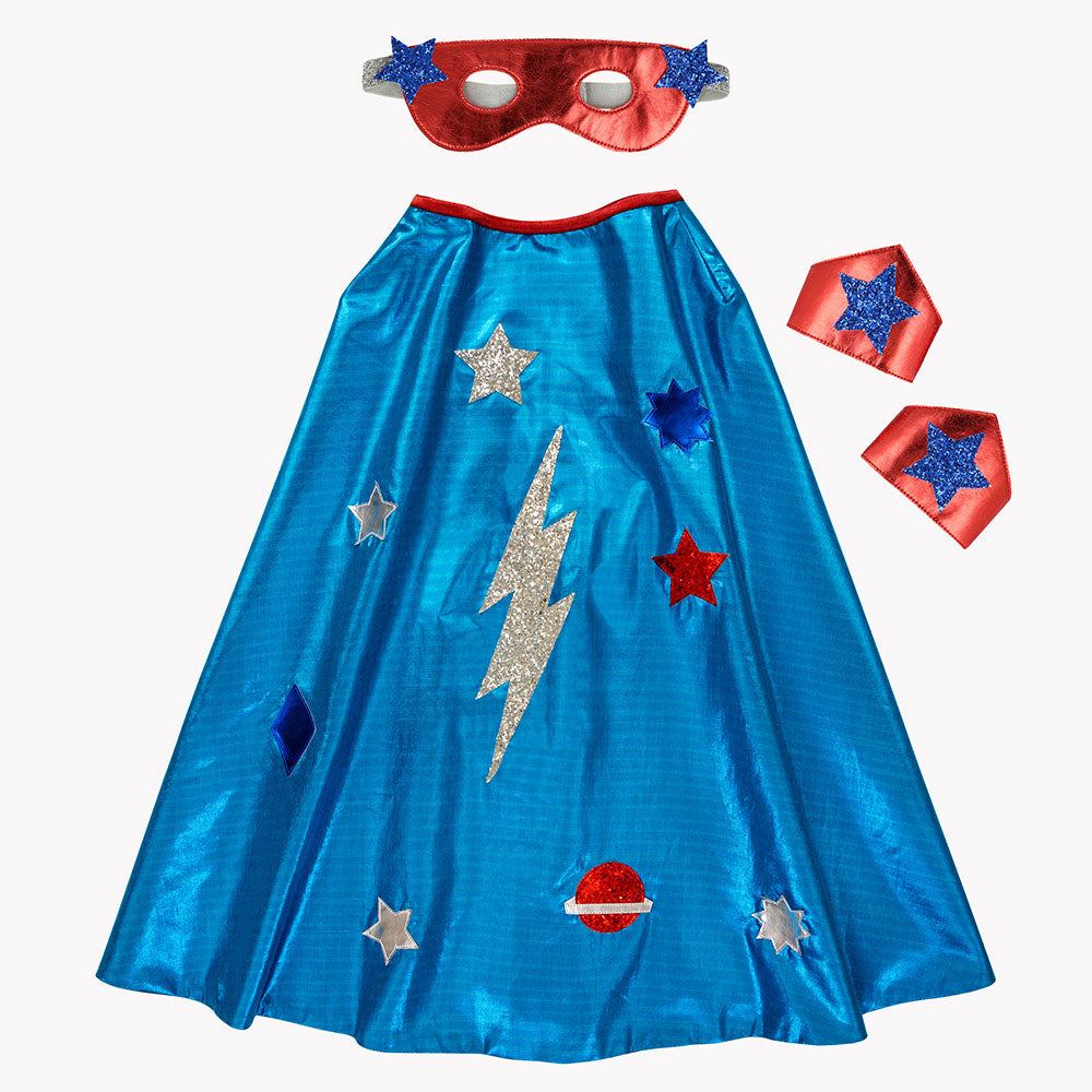 Kit cape et masque de super héros bleu adulte : Deguise-toi, achat de  Accessoires
