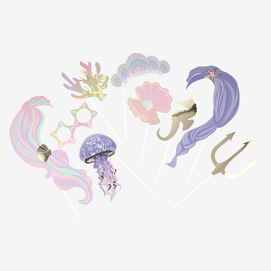 Kit photobooth sirene iridescente pour anniversaire sirene pour fille