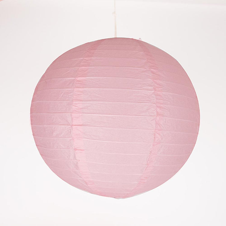 Grande lanterne en papier rose pour décorations mariage guinguette.