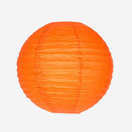 Grande lanterne en papier orange pour déco de mariage ou anniversaire safari