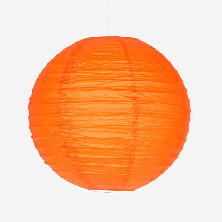 Grande lanterne en papier orange pour déco de mariage ou anniversaire safari