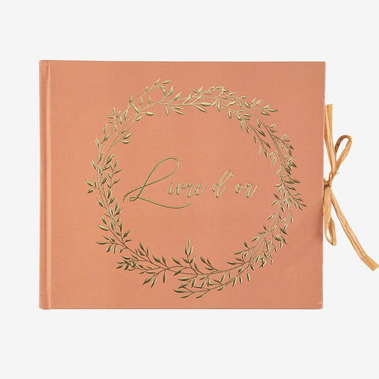 Livres d'or terracotta et doré à remplir pour voeux de mariage
