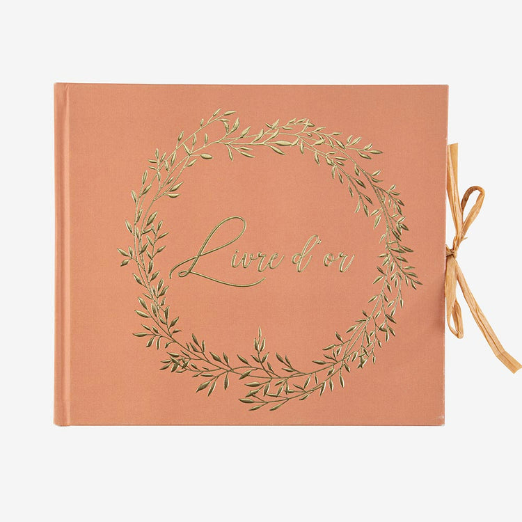 Livres d'or terracotta et doré à remplir pour voeux de mariage