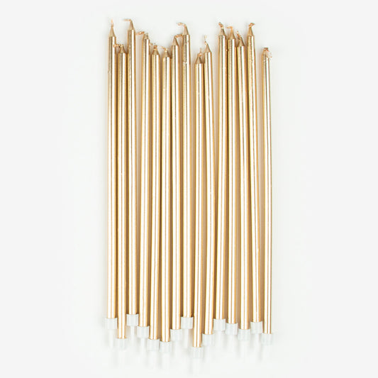 Bougies longues dorées par Meri Meri pour gateau anniversaire original.