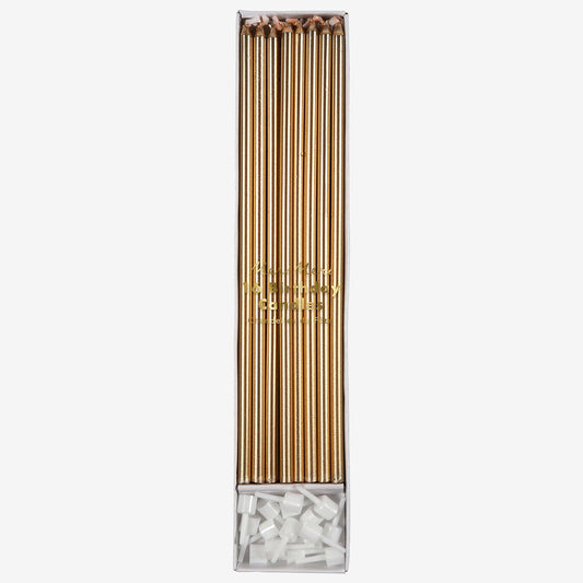 lot de 16 bougies longues gold pour décoration gateau anniversaire