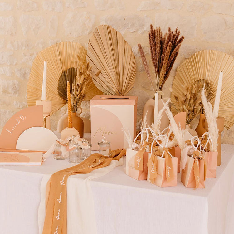 6 sacs cadeaux merci blush pour emballage cadeau invité mariage