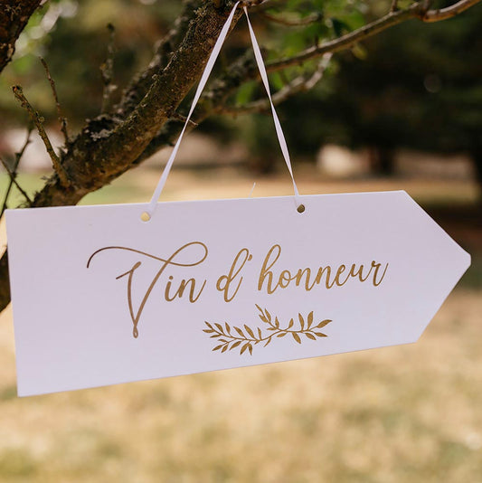 4 fleches directionnelles blanc et doré pour accessoire deco mariage