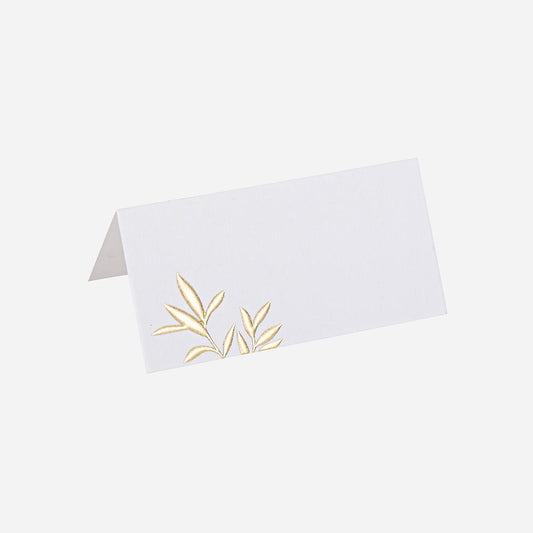 Marque places jolis brins blanc et doré pour placement de table mariage