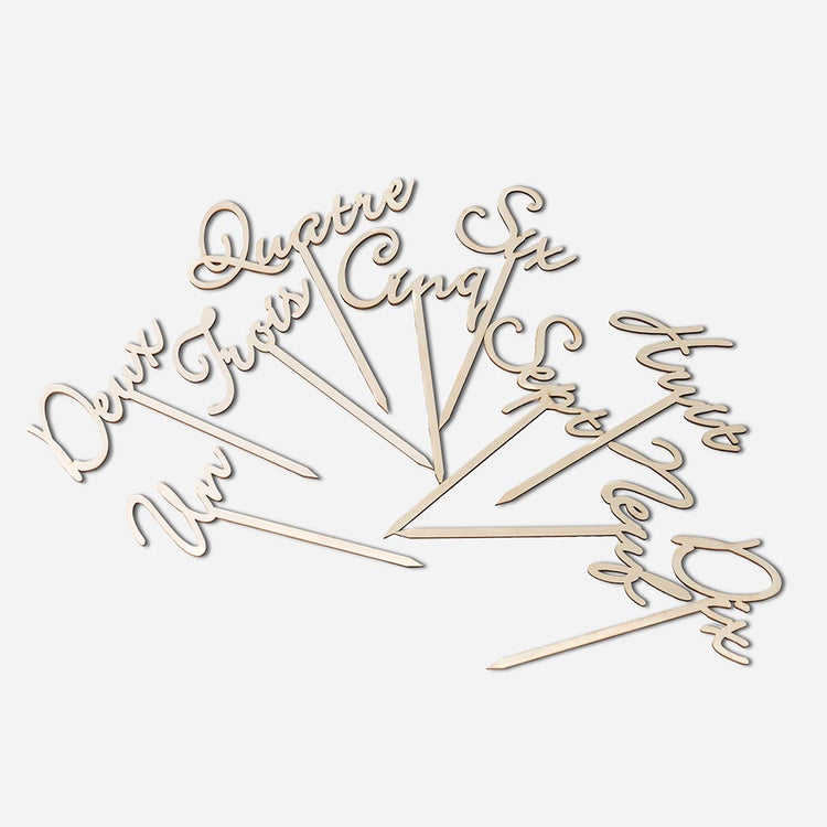 Marque tables en bois à piquer pour tables de mariage chiffres 1 à 10