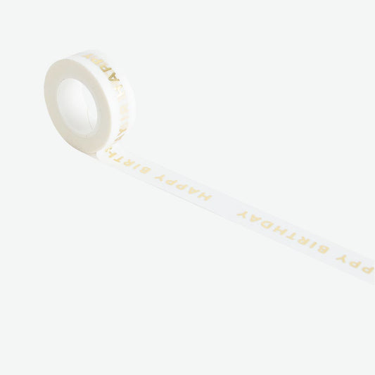 Masking tape Happy birthday doré pour loisirs créatifs enfant