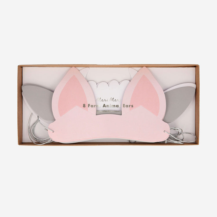 8 headband oreilles d'animaux de la ferme Meri Meri pour anniversaire à thème