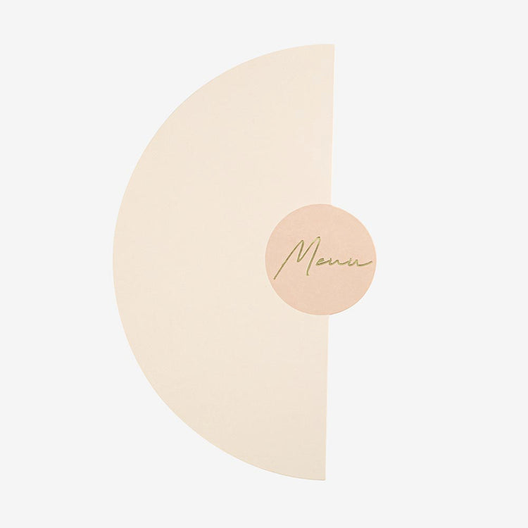 Decoration de table mariage personnalisé : menus de mariage blush nude