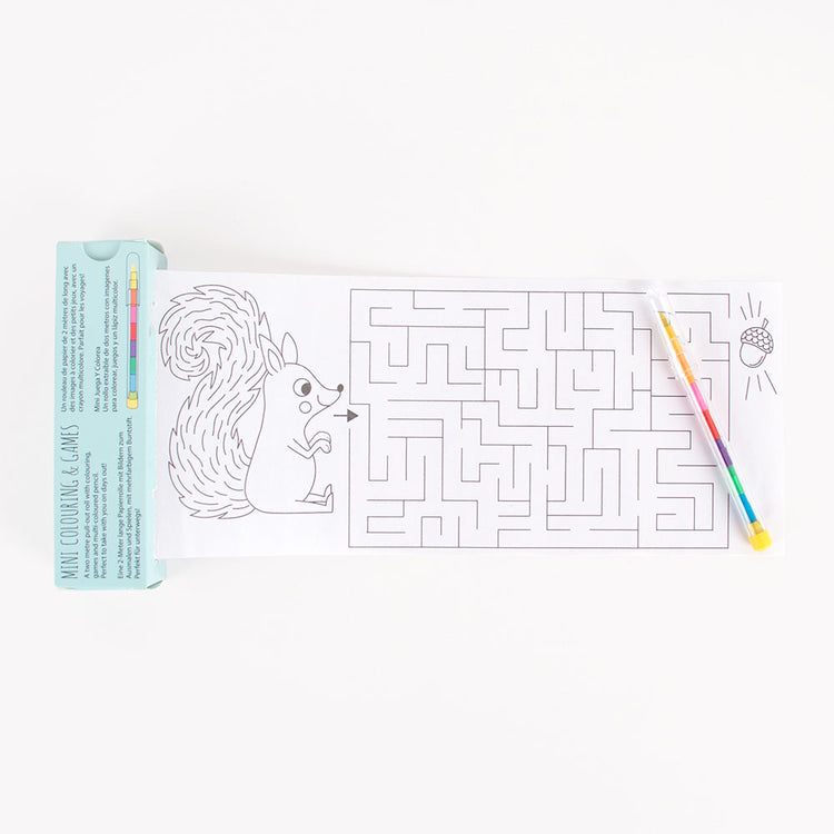 idée cadeau anniversaire animaux de la forêt : rouleau de jeux et coloriage