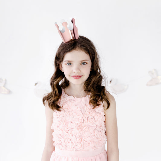 Anniversaire fille thème princesse : 6 mini couronnes rose doré
