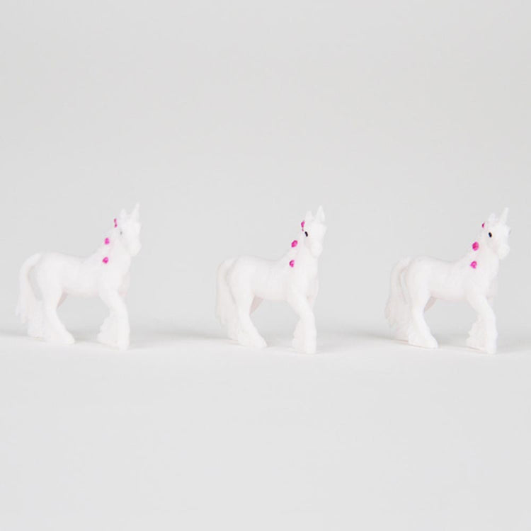 3 mini figurines licornes pour décoration d'anniversaire fille