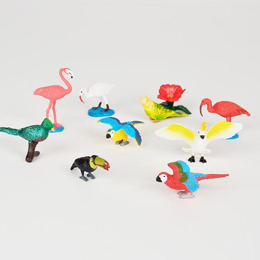 Figurines oiseaux tropicaux pour toppers gateau anniversaire ou cadeau