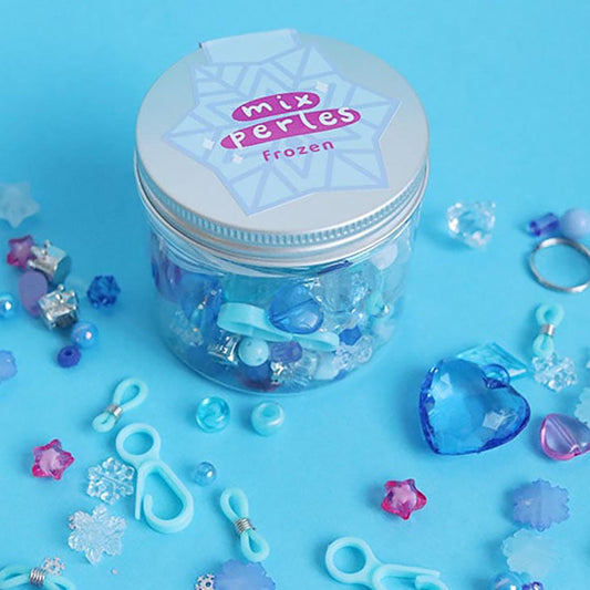 Idée cadeau anniversaire enfant : pot de perles frozen pour bijoux