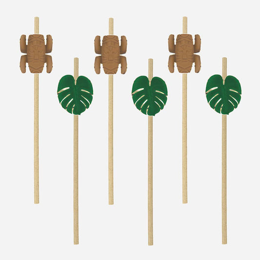 Anniversaire Koh Lanta : pailles totem pour deco de table anniversaire