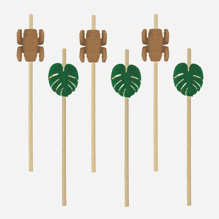 Anniversaire Koh Lanta : pailles totem pour deco de table anniversaire