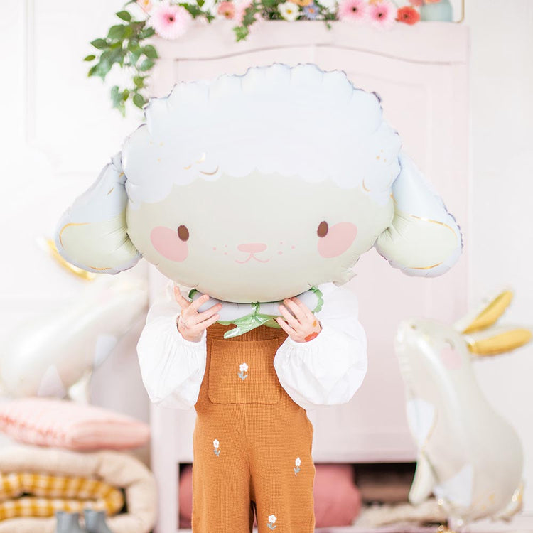 Décoration anniversaire animaux de la ferme : ballon tête de brebis