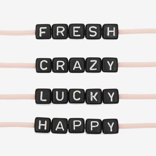 Perles carrées Happy noir pour atelier loisirs créatifs enfant