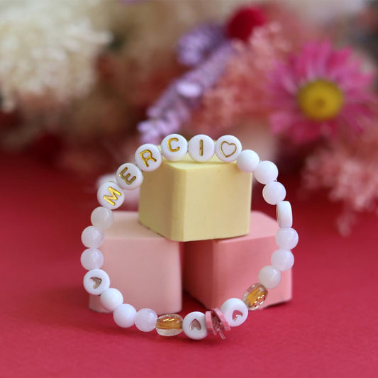 Bracelet à personnaliser perles heishi merci à offrir ou pour soi-même