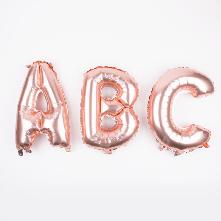 Ballon lettre rose gold pour déco anniversaire, mariage ou baby shower fille