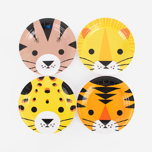 8 assiettes en carton félins parfaites pour un anniversaire safari !