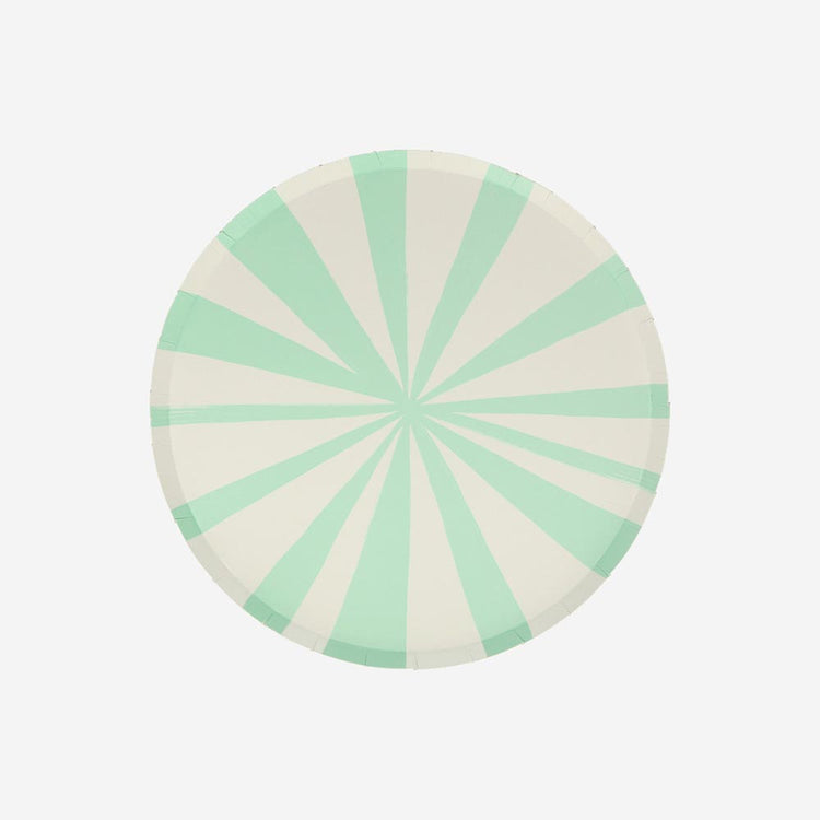 Assiettes rayures aqua : inspiration déco pour table d'anniversaire cirque