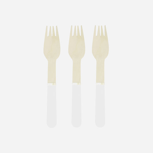 Set de fourchettes en bois blanc pour deco anniversaire enfant