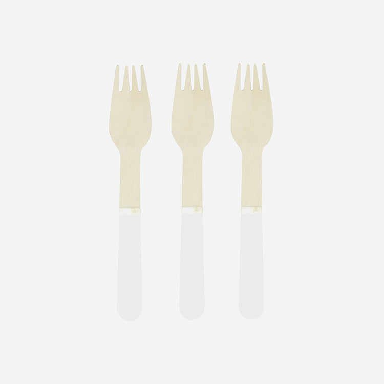 Set de fourchettes en bois blanc pour deco anniversaire enfant