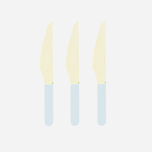 Table de fête : 8 couteaux en bois bleu clair pour votre table de fete