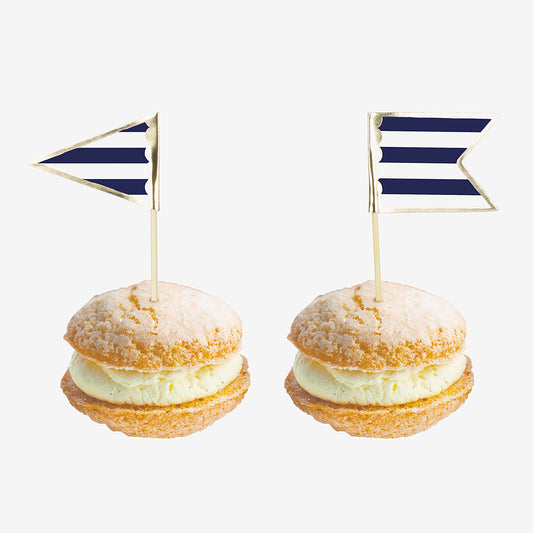 10 pics à cocktail marinière pour décorer des patisseries de mariage