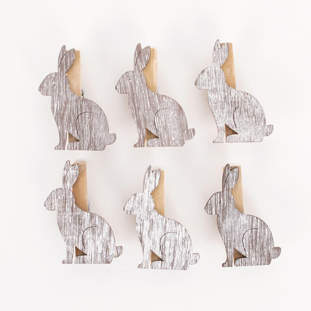 8 pinces lapin en bois - Décoration de Pâques, anniversaire animaux de la  forêt