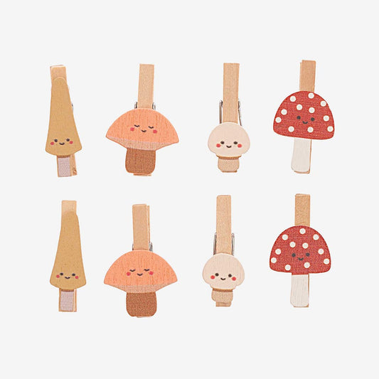 Mini pinces champignons mignons : deco anniversaire animaux de la foret