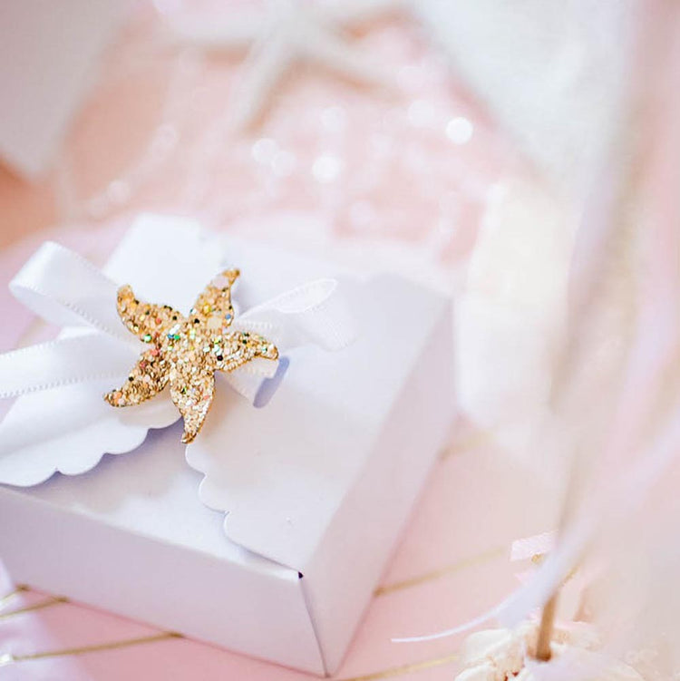 Boite cadeau anniversaire sirène : étoile de mer à paillette