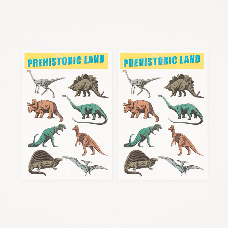 2 planches de tatouages dinosaures à se coller sur les bras