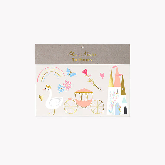 planche de tattoos princesses cadeaux invités anniversaire thème princesses