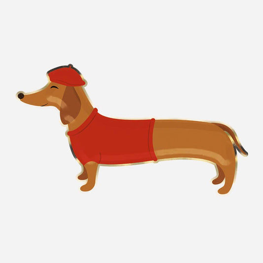 Plat de présentation teckel pour table de fete et anniversaire