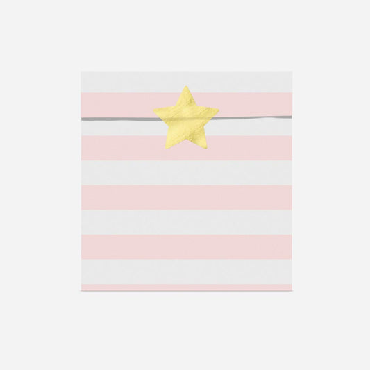 Pochette rayures roses et stickers pour anniversaire fille et baby shower