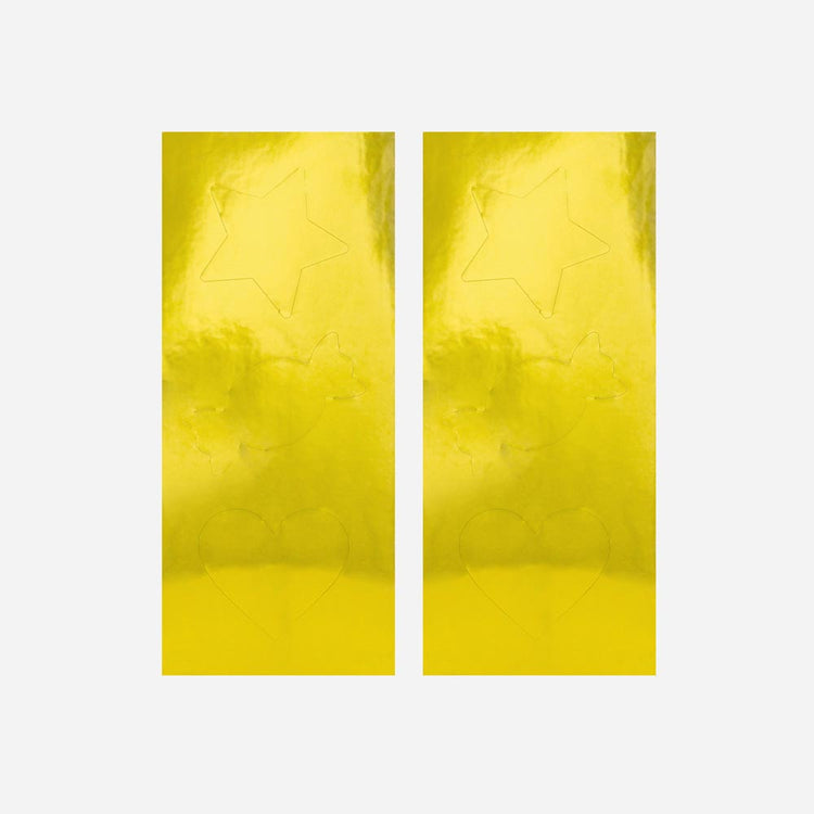 Stickers dorés formes étoiles, bonbons et coeurs pour pochettes en papier